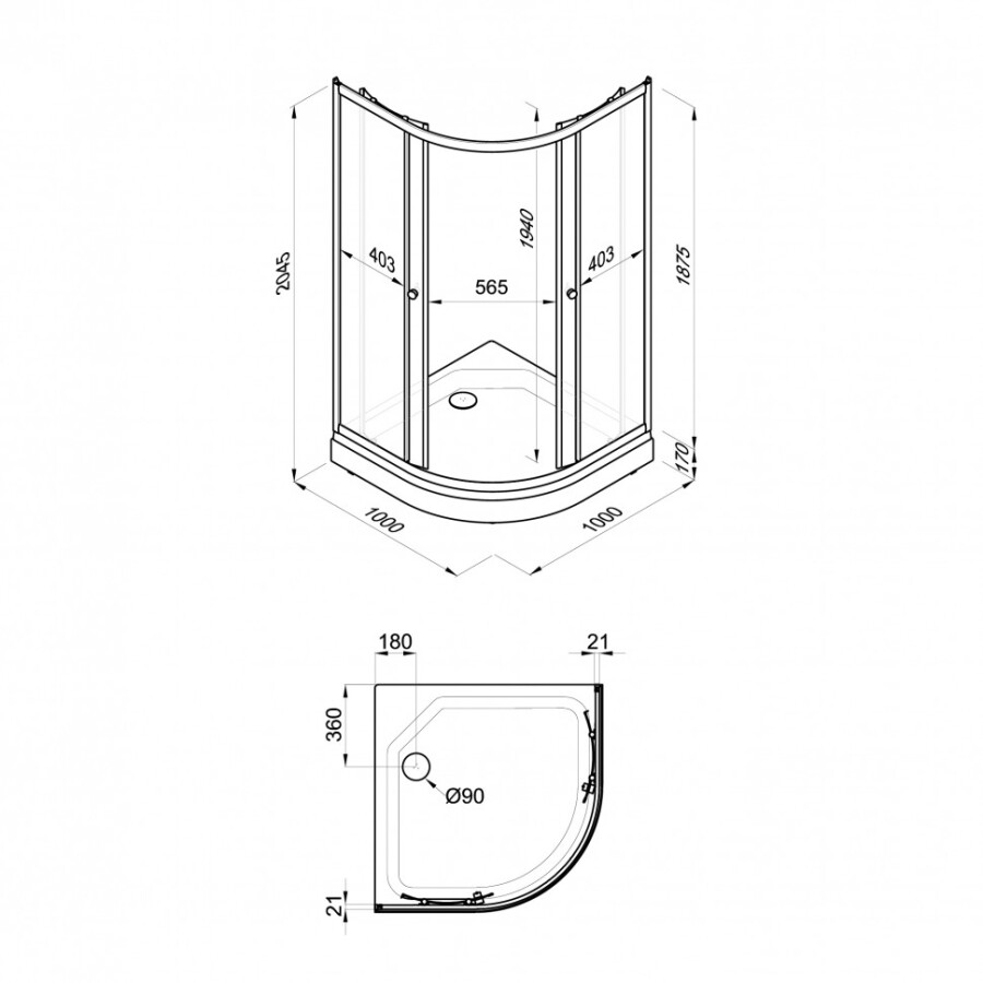 Triton Душевое Ограждение Лайт 100*100 А Щ0000061794