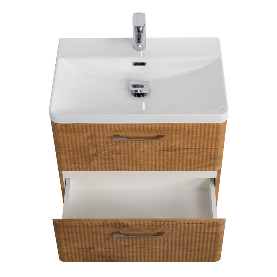 Подвесная тумба с раковиной Belbagno DUE 60 см Rovere Nature DUE-600-2C-SO-RN-P BB-8076-3-60