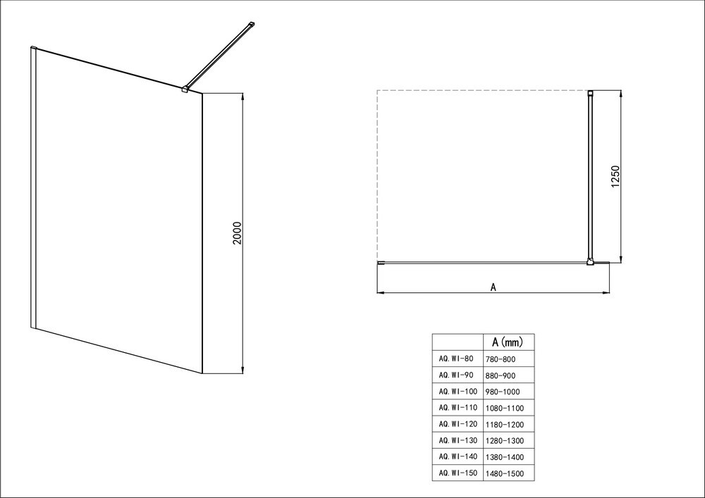 Aquatek AQ.WI.120.2CH Душевая перегородка Walk In 120см с держателем 1200мм хром