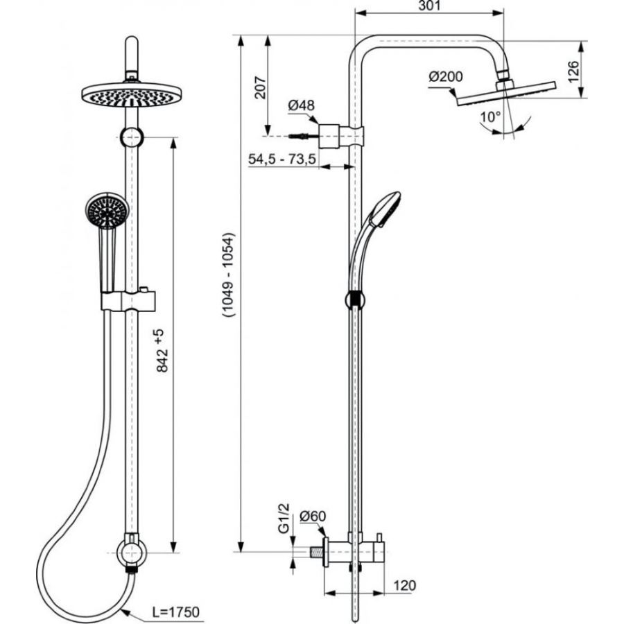 Ideal Standard IdealRain душевая система A5689AA