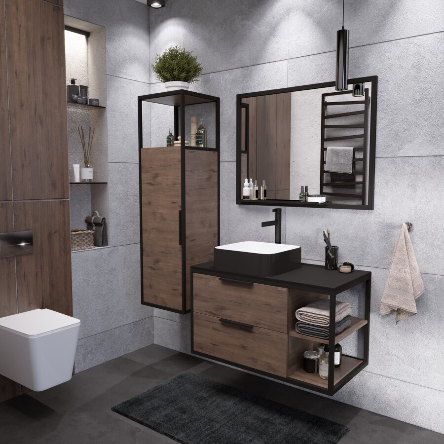 Раковина Grossman Color GR-4042BW (385х385х140) черная,белая внутри,1 место