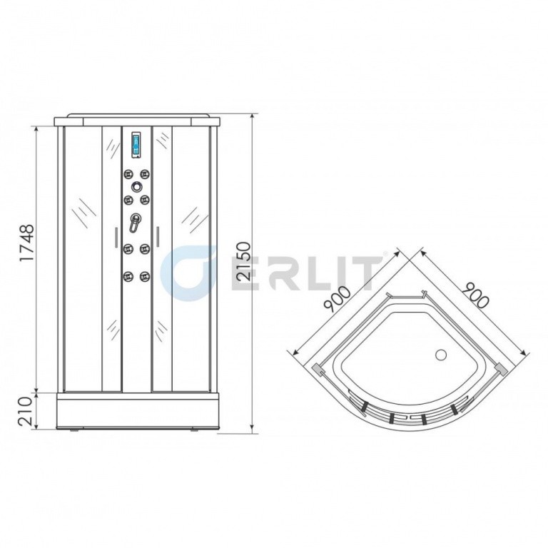 Erlit ER 3509PF-C4 Душевой бокс 90*90*215