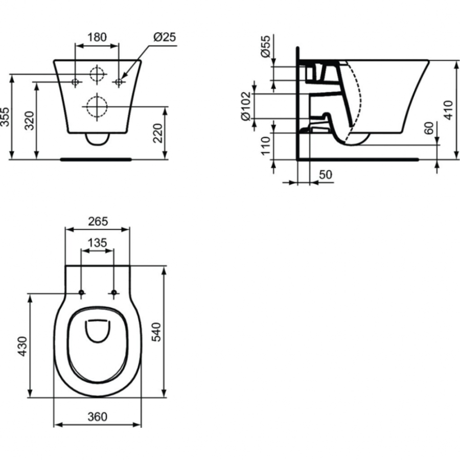 Ideal Standard Connect унитаз подвесной E0054V3