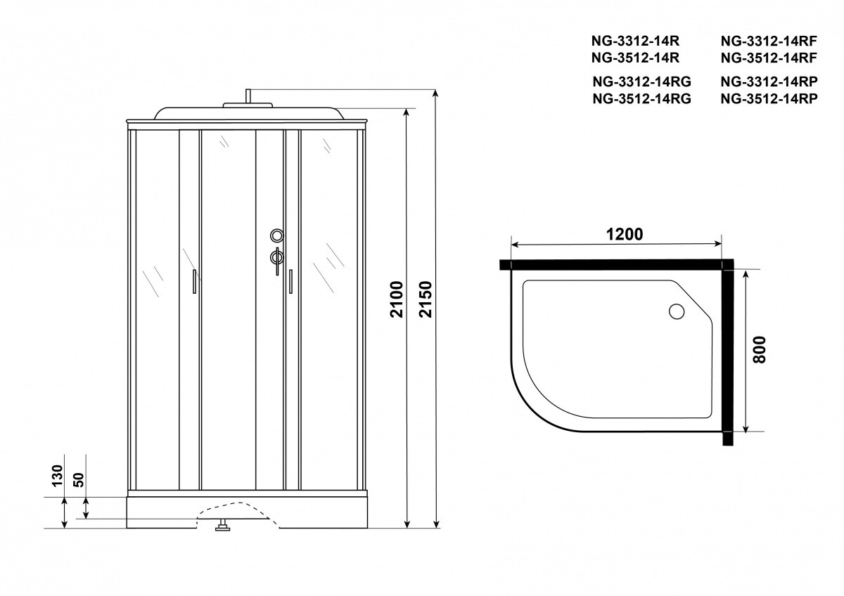 Niagara NG 3512-14RP Душевая кабина 120x80 Правая Без гидромассажа с электроникой 35121433RP