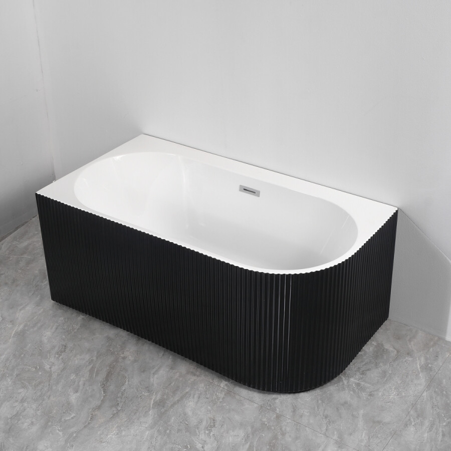 Ванна акриловая Azario LAGO BLANCO BLACK 1700х750х580 пристенная, левосторонняя, в комплекте с сифоном и металлической рамой, белый глянец/черный матовый AZ-6724-1CLB 17075