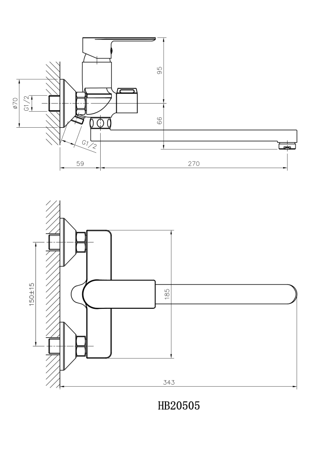 Haiba смеситель для ванны HB20505