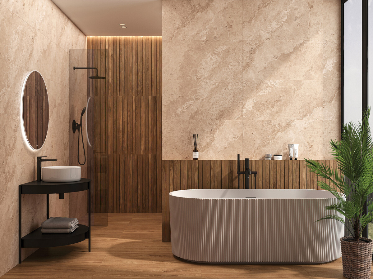 Керамогранит Cersanit Asher бежевый ректификат рельеф 44,8x89,8 A17773