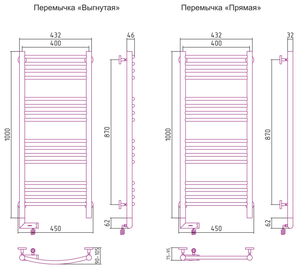 Сунержа Богема 2.0 полотенцесушитель электрический 1000*400