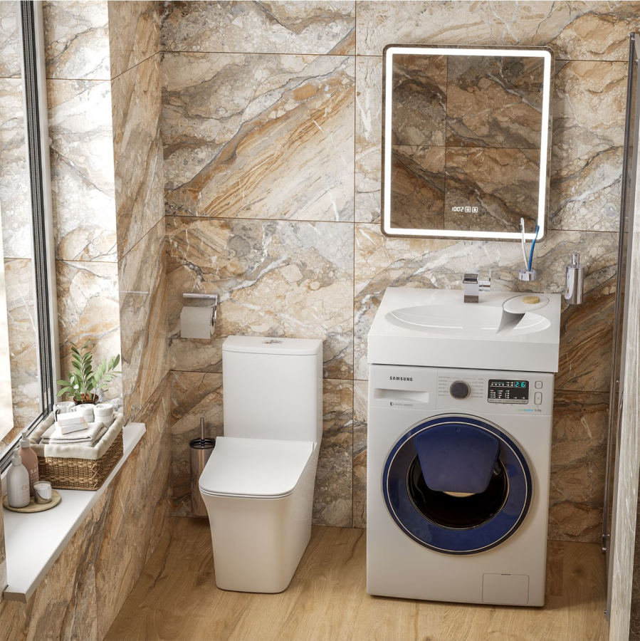 Mirsant Bella 60 раковина из литьевого мрамора над стиральной машиной УТ000101255