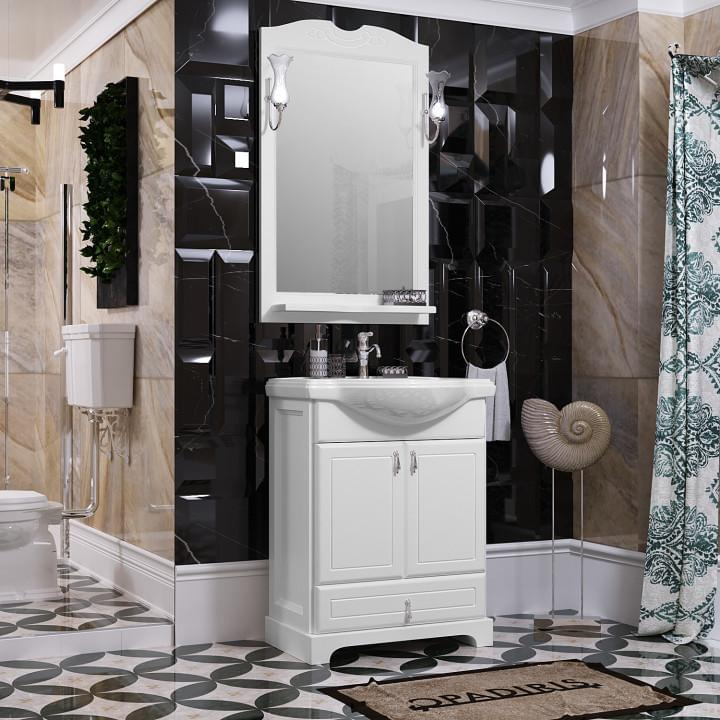 Opadiris Клио зеркало со светильниками 65 см белый матовый 002270