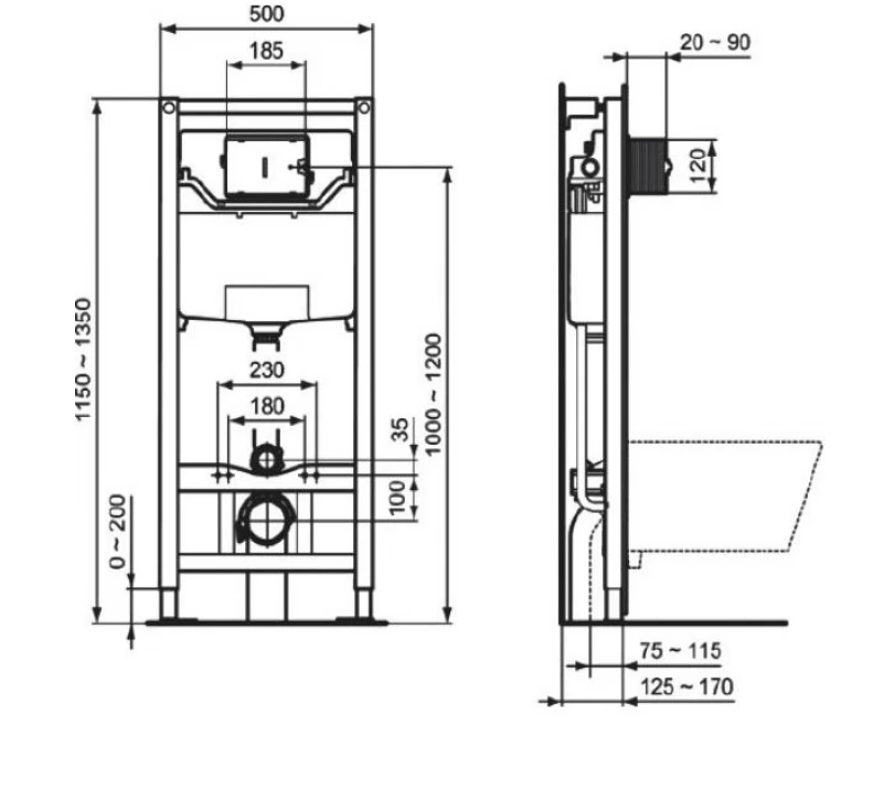 Ideal Standard Prosys Frame 120 M R020467 инсталляция для унитаза