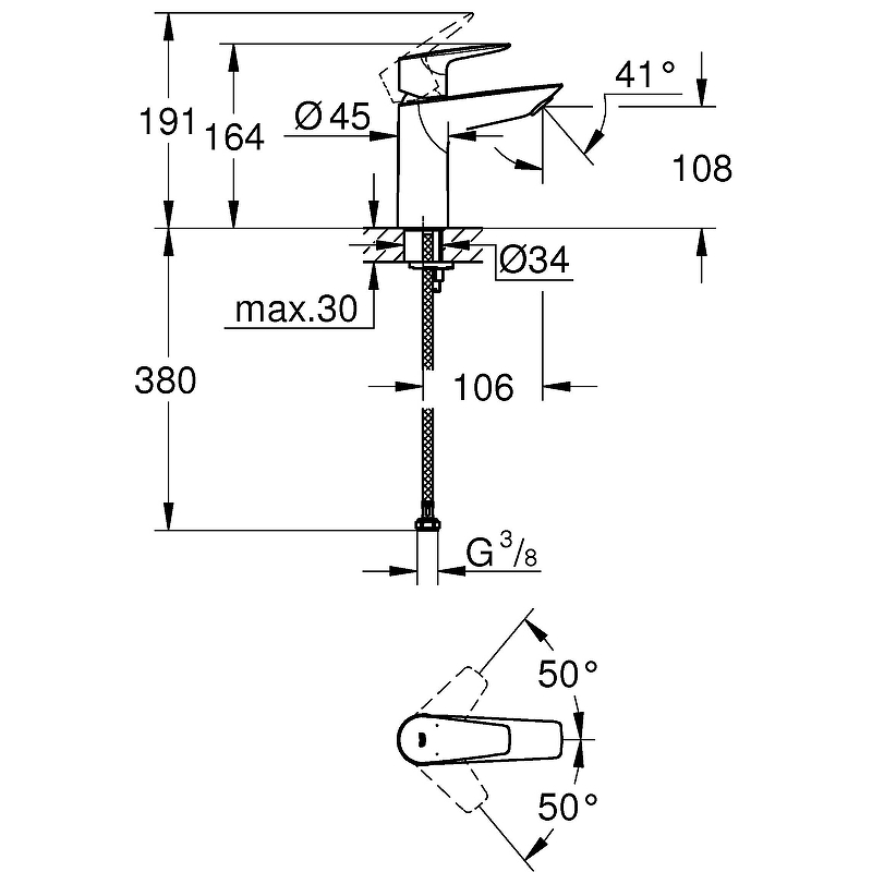 Grohe BauEdge смеситель для раковины 23904001