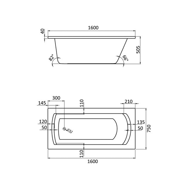 Santek Монако XL ванна акриловая 160х75 1.WH11.1.978