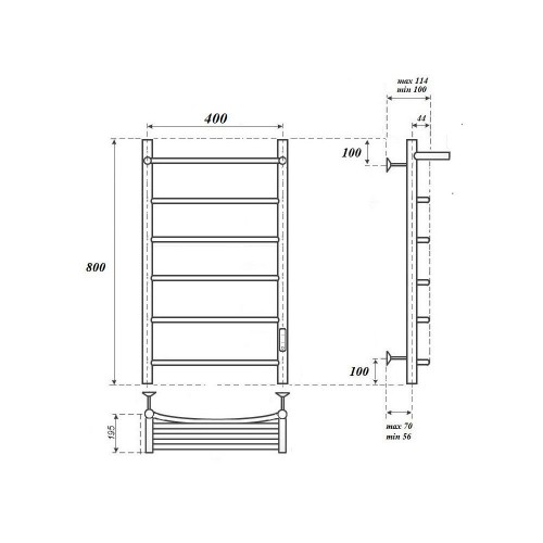Point Афина полотенцесушитель электрический с полкой 40х80 PN04848P