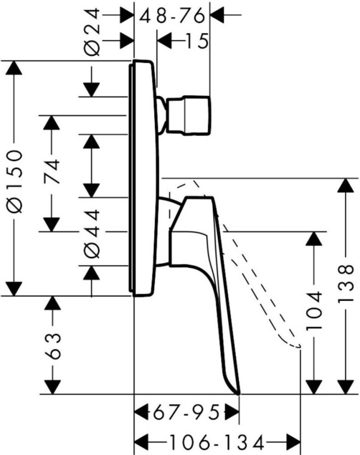 Hansgrohe 71404000S Set HG Logis E смеситель для ванны скрытый монтаж (71404000+01800180) Хром