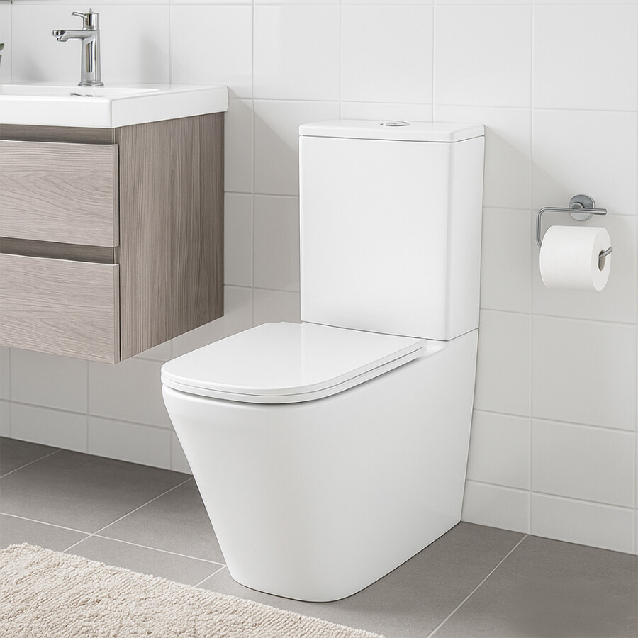 Унитаз-компакт Azario Terra 610х365х835 напольный, безободковый, система смыва "Скрытое торнадо", в комплекте с быстросъемным сиденьем микролифт AZ-6003-A