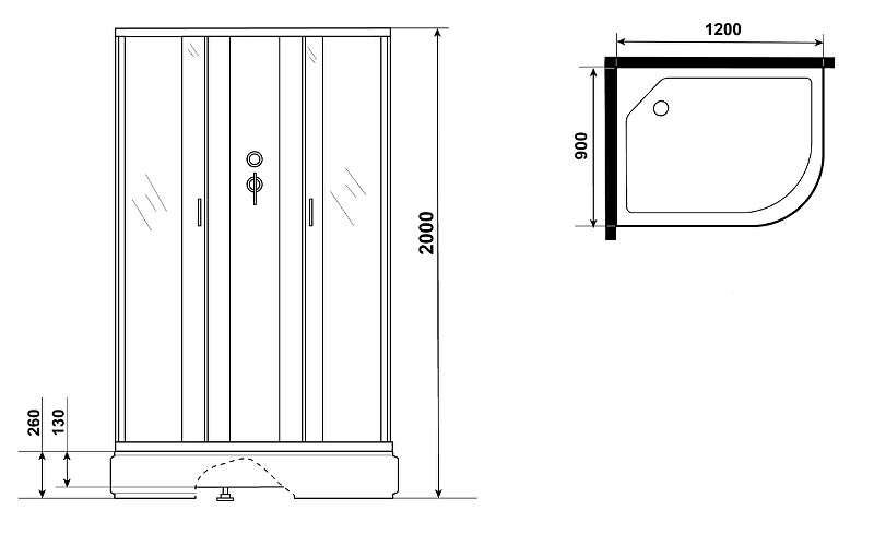 Niagara ЭКО NG 33294-14LBK Душевая кабина 120x90 Левая Без крыши 332944LBK