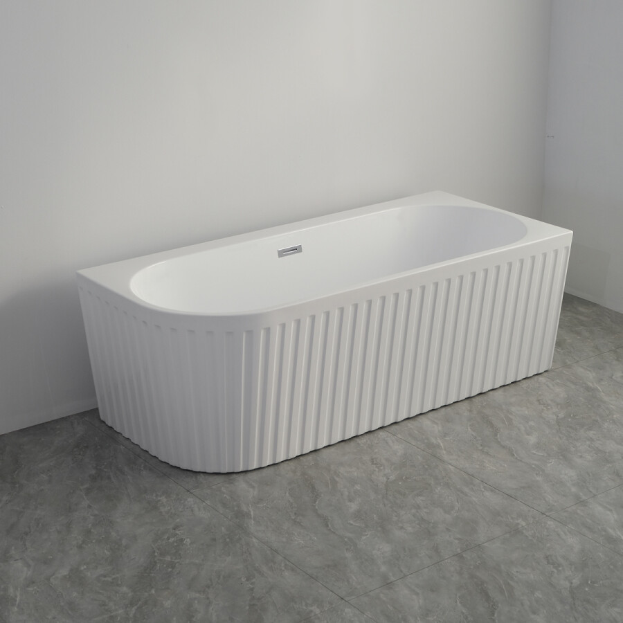 Ванна акриловая Azario LAGO GARDA 1500х750х580 пристенная, рифленая, правосторонняя, в комплекте с сифоном и металлической рамой AZ-6724-A2 R 15075
