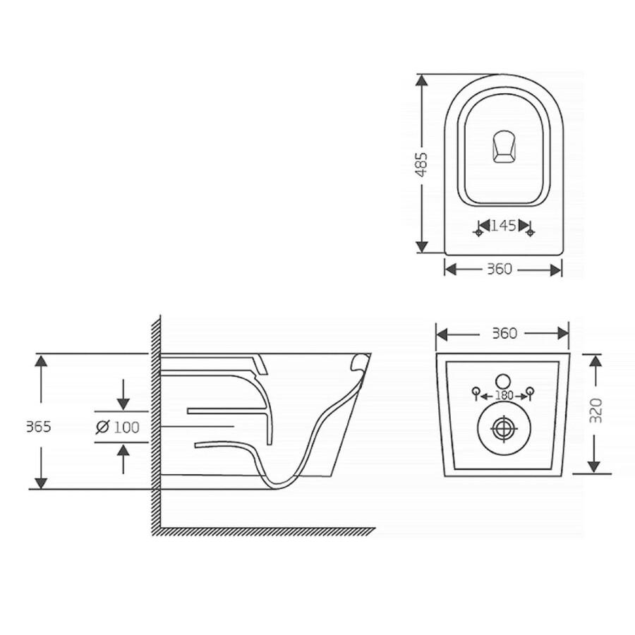Унитаз подвесной Azario Bliss360х485х365 безободковый, система смыва "Скрытое Торнадо", с быстросъемным сиденьем "Микролифт" AZ-5179T-WHT