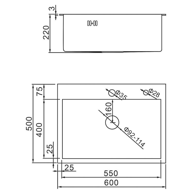 Мойка для кухни из нержавеющей стали Gerhans K36050BD Decor PVD Графит