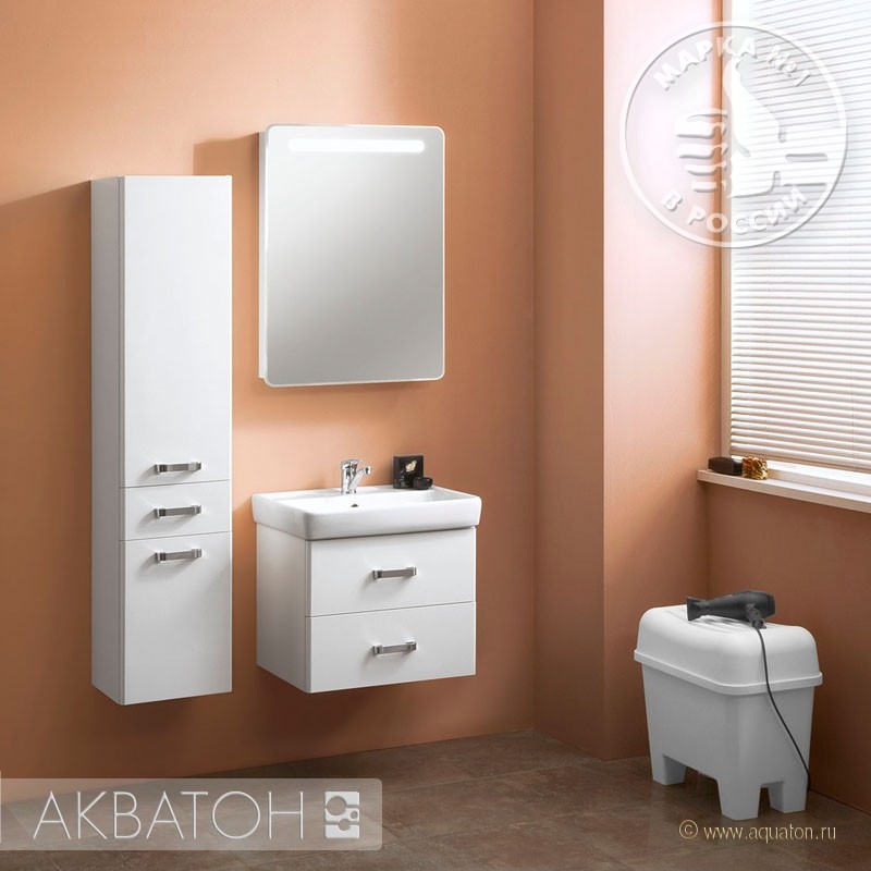 Акватон Америна 1A135203AM010 Шкаф-пенал подвесной белый 152
