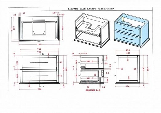 Cezares Tiffany тумба 75 см c раковиной 55242+50201