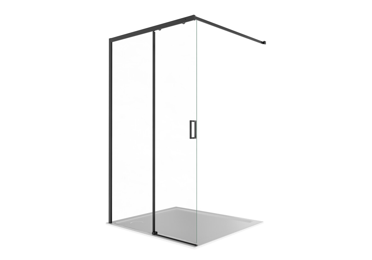 Aquatek AQ.WISL.120.1BL Душевая перегородка Walk In 120см, раздвижная с держателем 1200мм черный матовый прозрачное