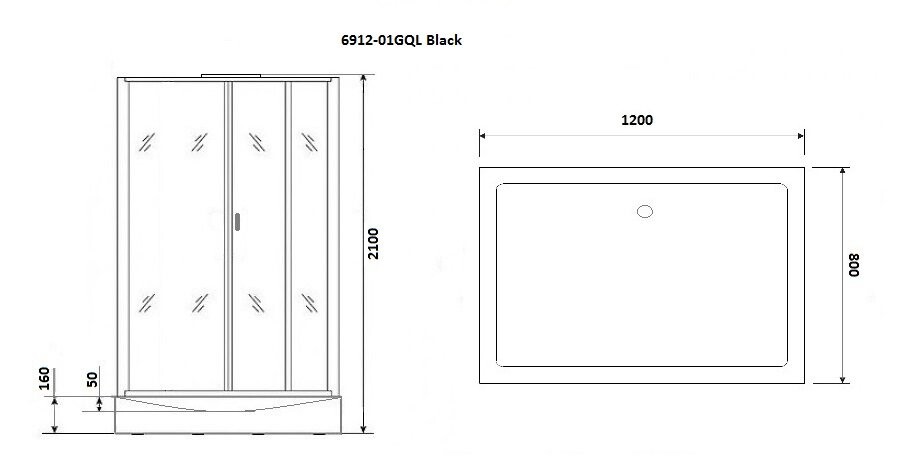 Niagara NG 6912-01QL Душевая кабина 120x80 Левый угол 69120134QLBLACK