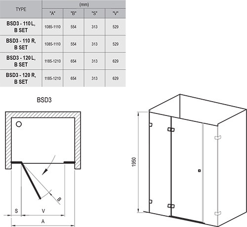 Ravak Brilliant BSD3-110 Душевые двери 110*195