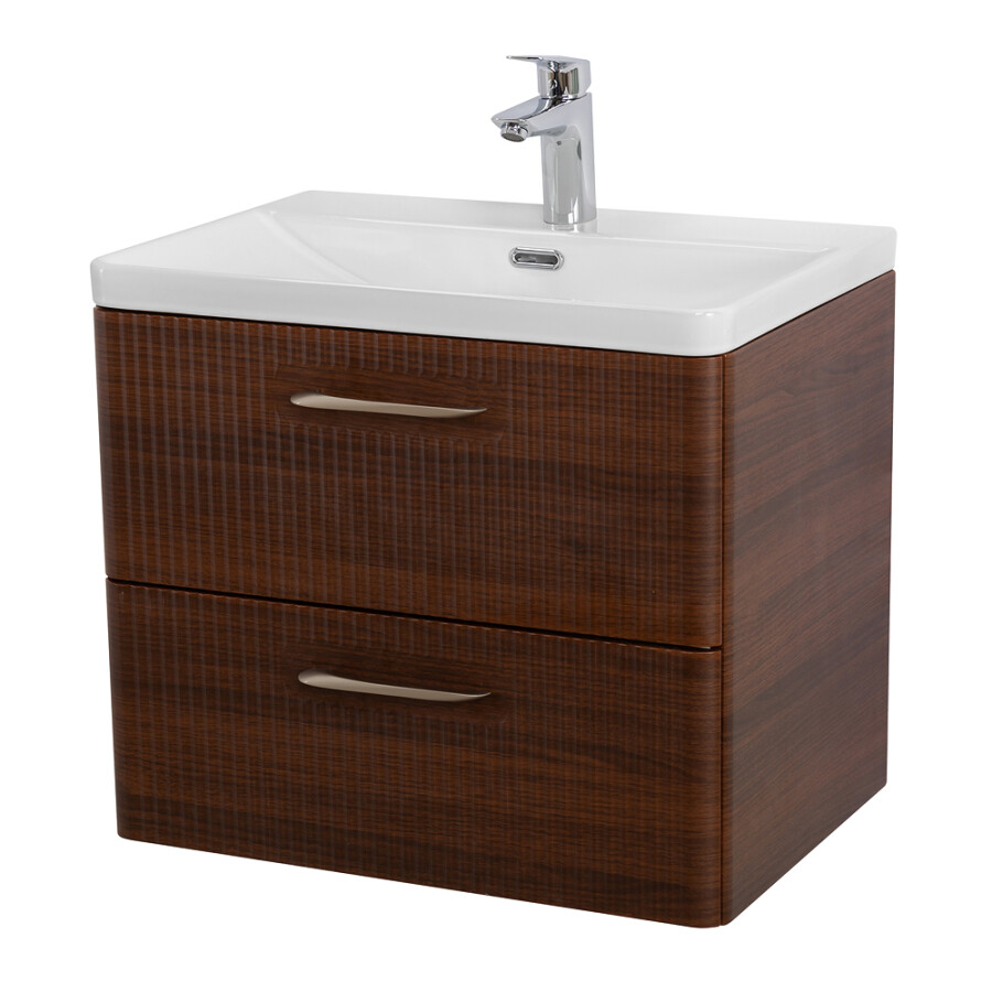 Подвесная тумба с раковиной Belbagno DUE 60 см Noce DUE-600-2C-SO-NOCE-P BB-8076-3-60