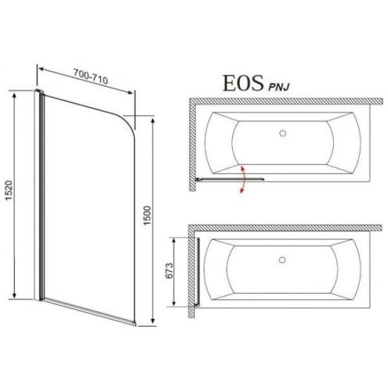 Radaway EOS PNJ 205101-101L 70*152 L шторка на ванну