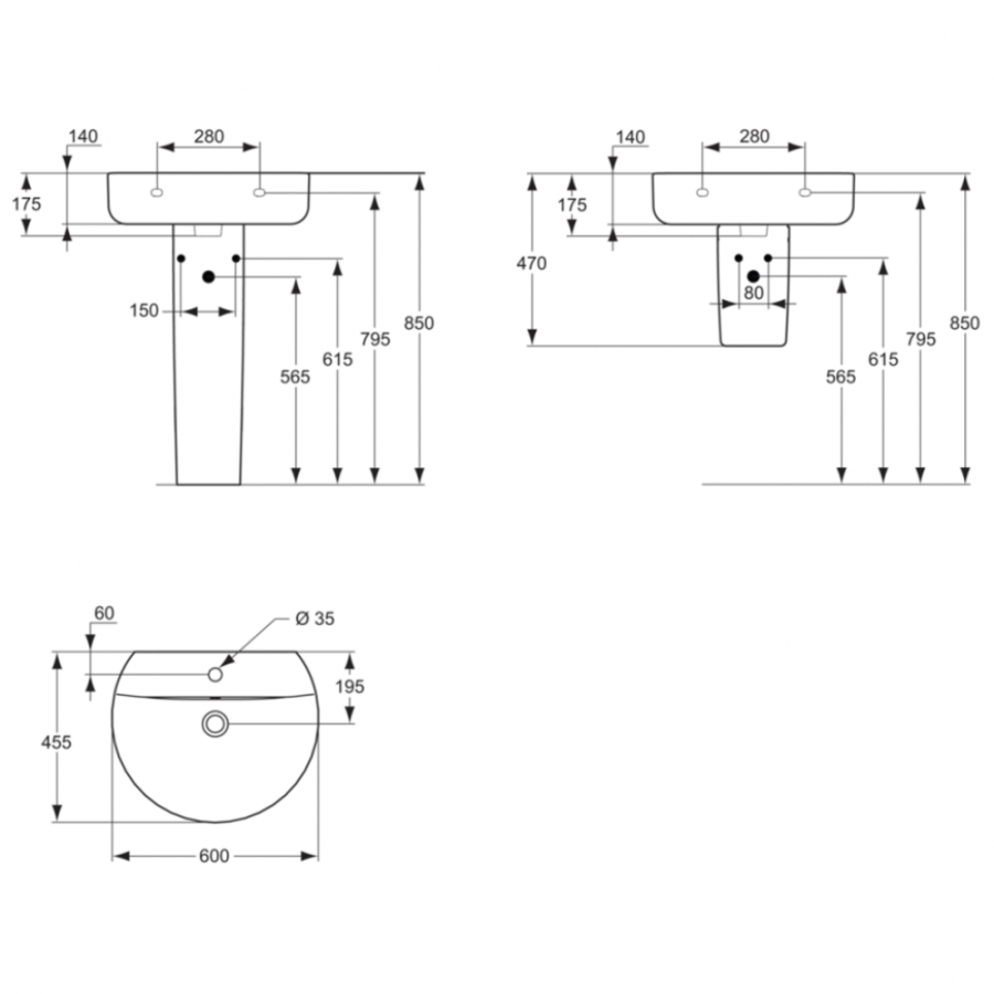 Ideal Standard Connect раковина 55 см E786401