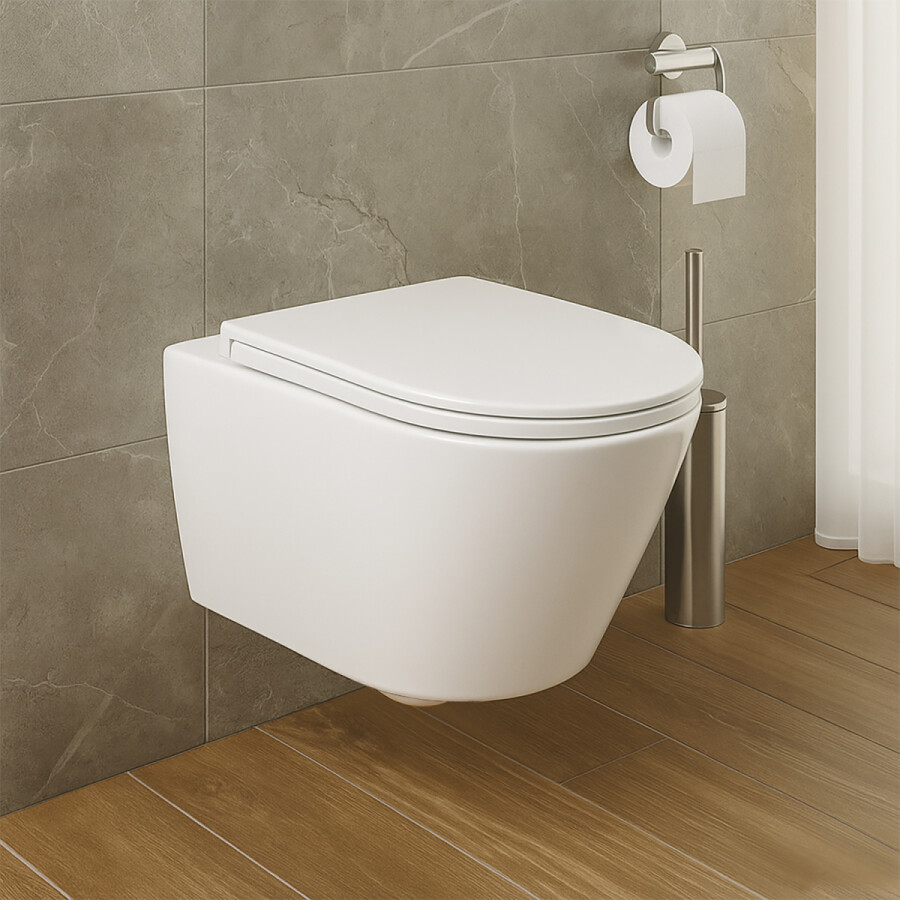 Унитаз подвесной Azario NOVE 360х530х365 безободковый, система смыва "Торнадо", быстросъемное сиденье микролифт AZ-9312T