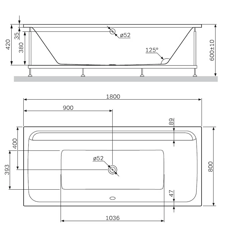 Am.Pm Inspire 2.0 каркас для ванны 180 W52A-180-080W-R