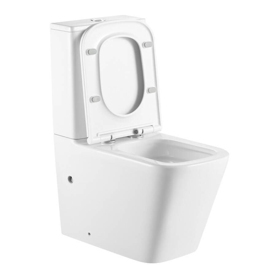 Унитаз-компакт Azario Terra 610х365х835 напольный, безободковый, система смыва "Скрытое торнадо", в комплекте с быстросъемным сиденьем микролифт AZ-6003-A