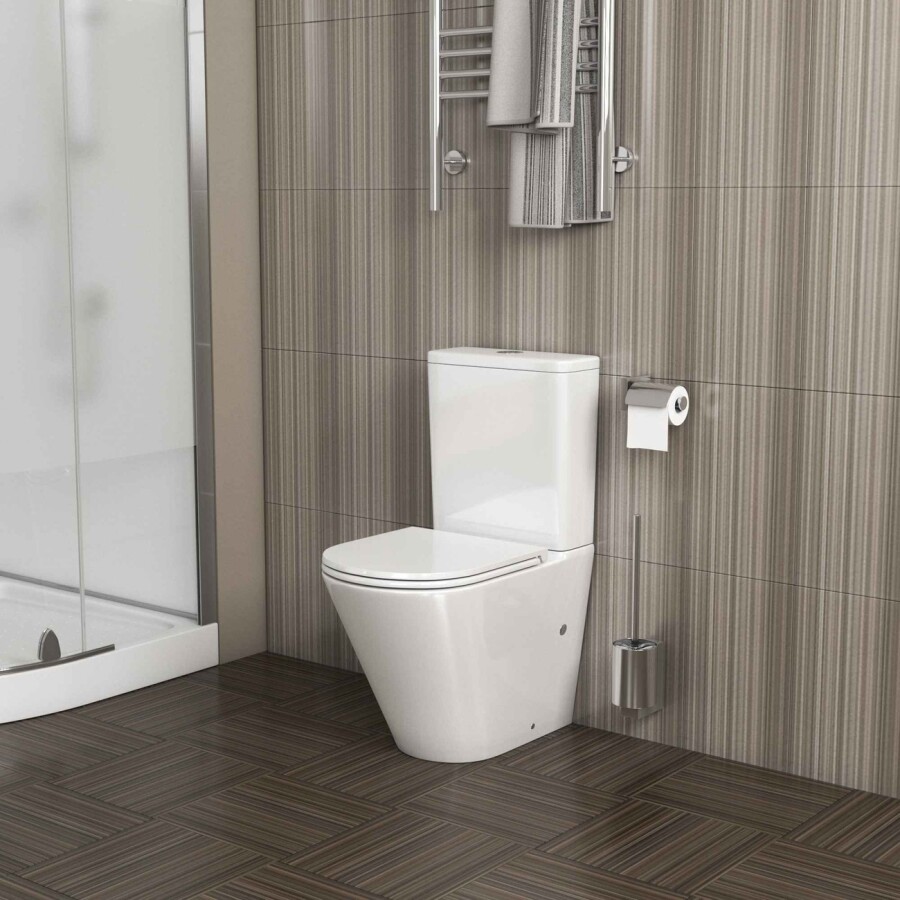 Унитаз напольный Grossman GR-4450SQ (605х380х825) безободковый,белый с тонкой крышкой,микролифт,смыв торнадо,2 места