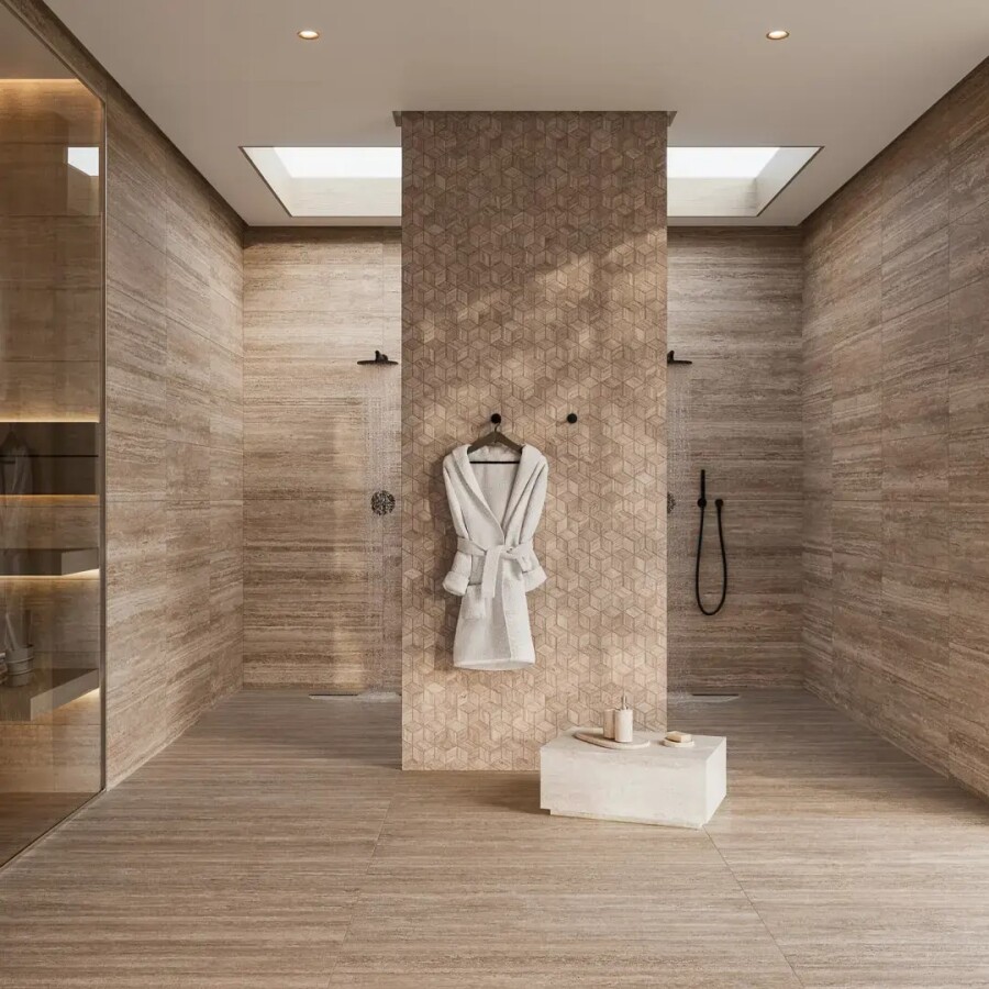 Керамический гранит Декор Kerama Marazzi Прованс Про Травертин мозаичный бежевый матовый обрезной 30x30x0,9 KMD2MSA009GR