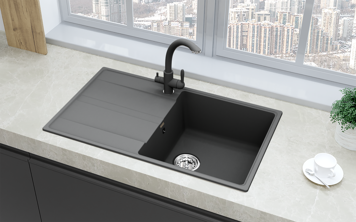 Мойка кухонная Ulgran Quartz Prima 850-05 бетон