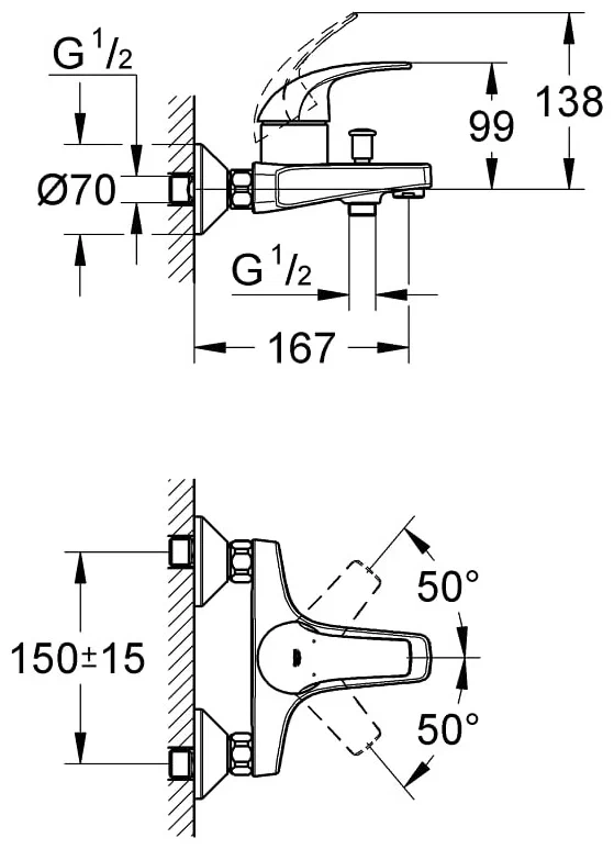Grohe BauCurve 119760 набор смесителей для ванны
