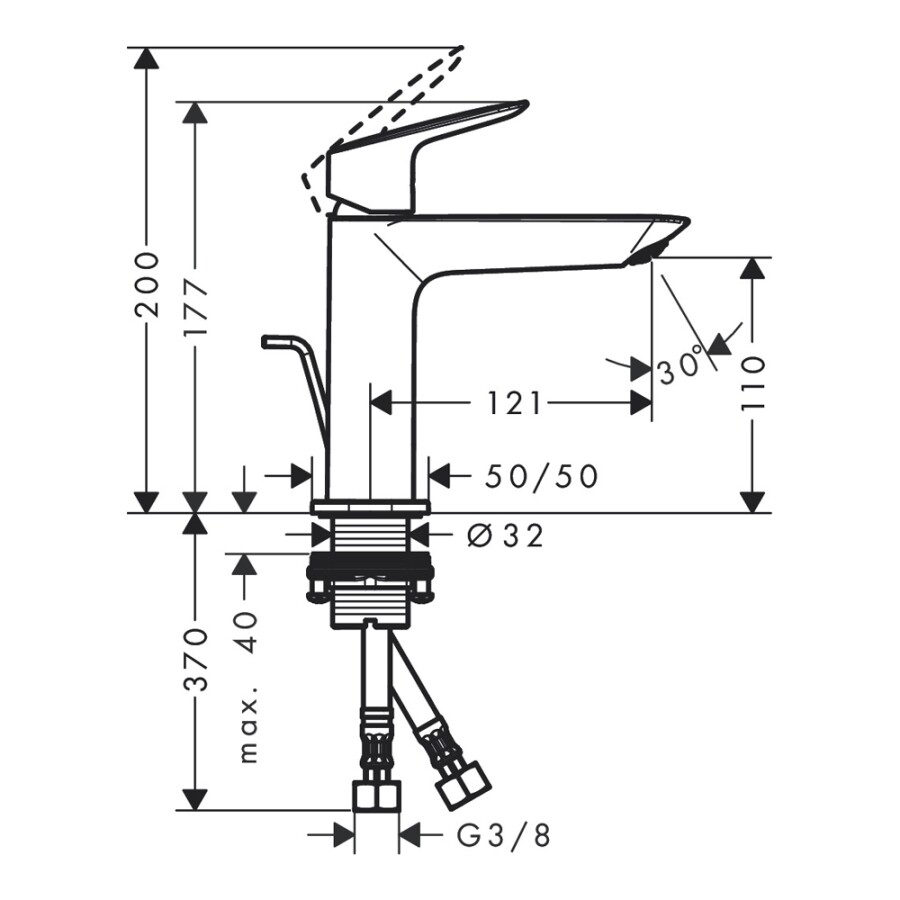 Hansgrohe Logis Смеситель для раковины 110 Fine, со сливным гарнитуром хром 71251000