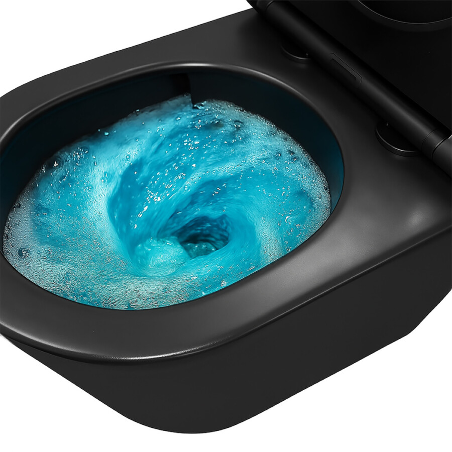 Унитаз подвесной Azario Vela 360х480х360 безободковый, система смыва "Торнадо", с быстросъемным сиденьем "Микролифт", черный матовый AZ-2480MB