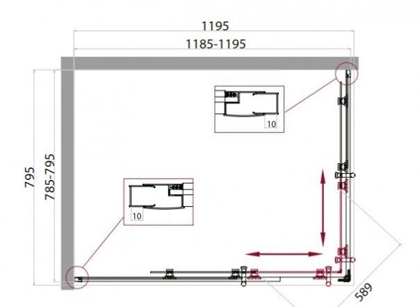 BelBagno UNO-195-AH-2-120/80-C-Cr душевое ограждение 120*80*195