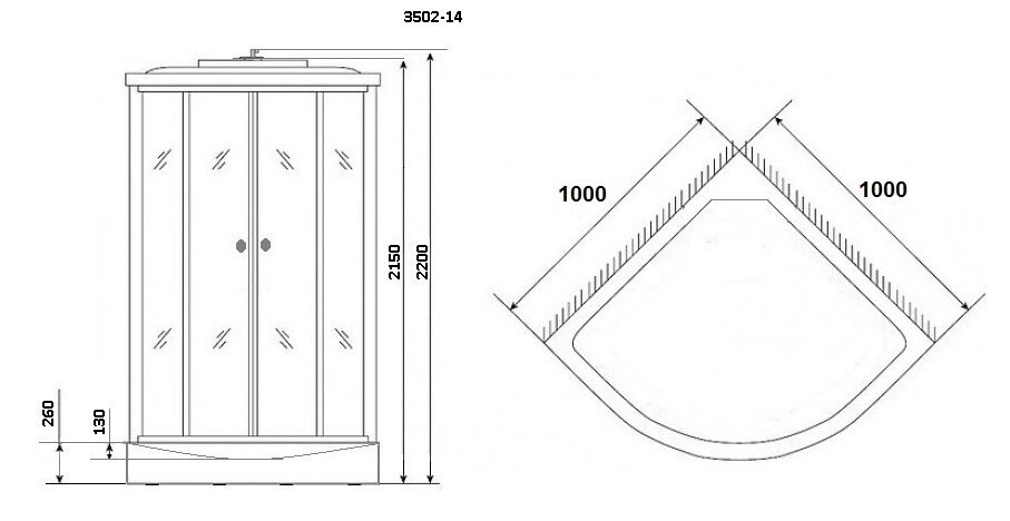 Niagara NG 3502-14 Душевая кабина 100x100 Бессиликоновая сборка 35021434