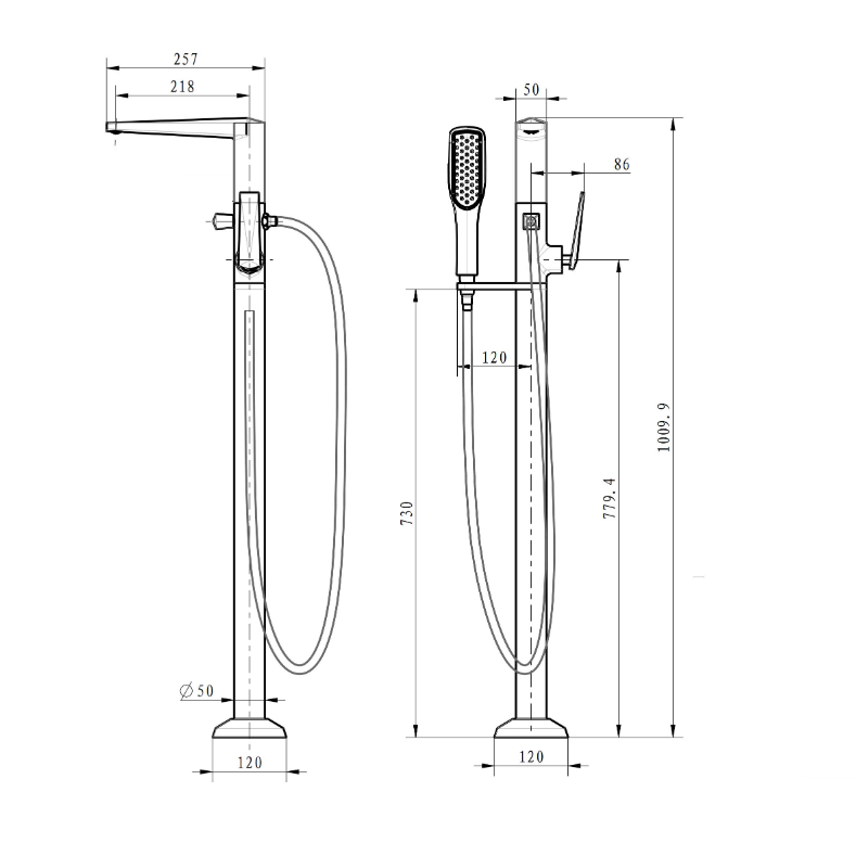 Смеситель для ванны напольный Boheme Venturo Хром 379