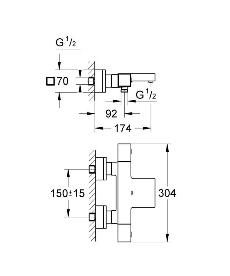 Grohe Grohtherm Cube 34497000 смеситель для ванны хром