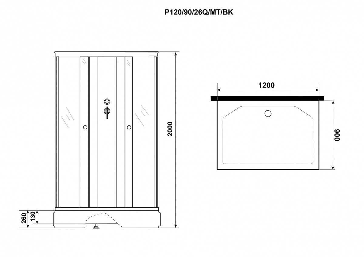 Niagara Promo Душевая кабина 120x90 Тропик Универсальная P120/90/26Q/MT/BKT