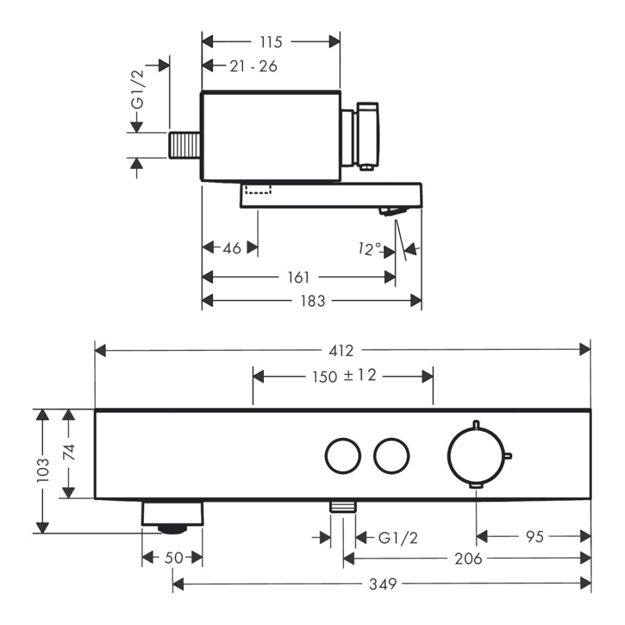 Hansgrohe ShowerTablet Select Термостат для ванны 400, внешнего монтажа белый матовый 24340700