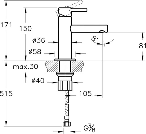 Vitra Origin A42555 смеситель для раковины 25 мм