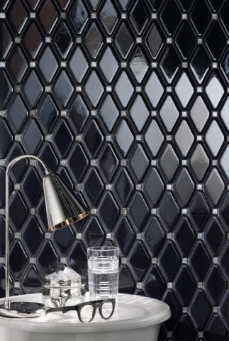 Tubadzin Abisso Str Navy 75х30 см плитка настенная черная глянцевая