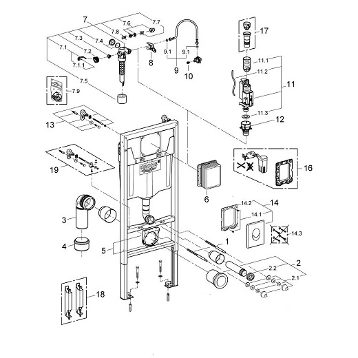 Grohe Rapid SL 38721001 инсталляция для унитаза с овальной кнопкой